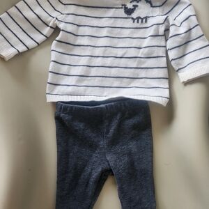 Striped White and Gray Baby Outfit